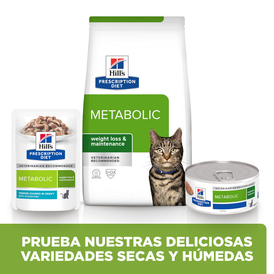 12 sobres x 85 g Hill's Prescription Diet Metab&oacute;lico Control de Peso Pescado Sobre en Salsa para gatos, , large indicador imagen numero 5